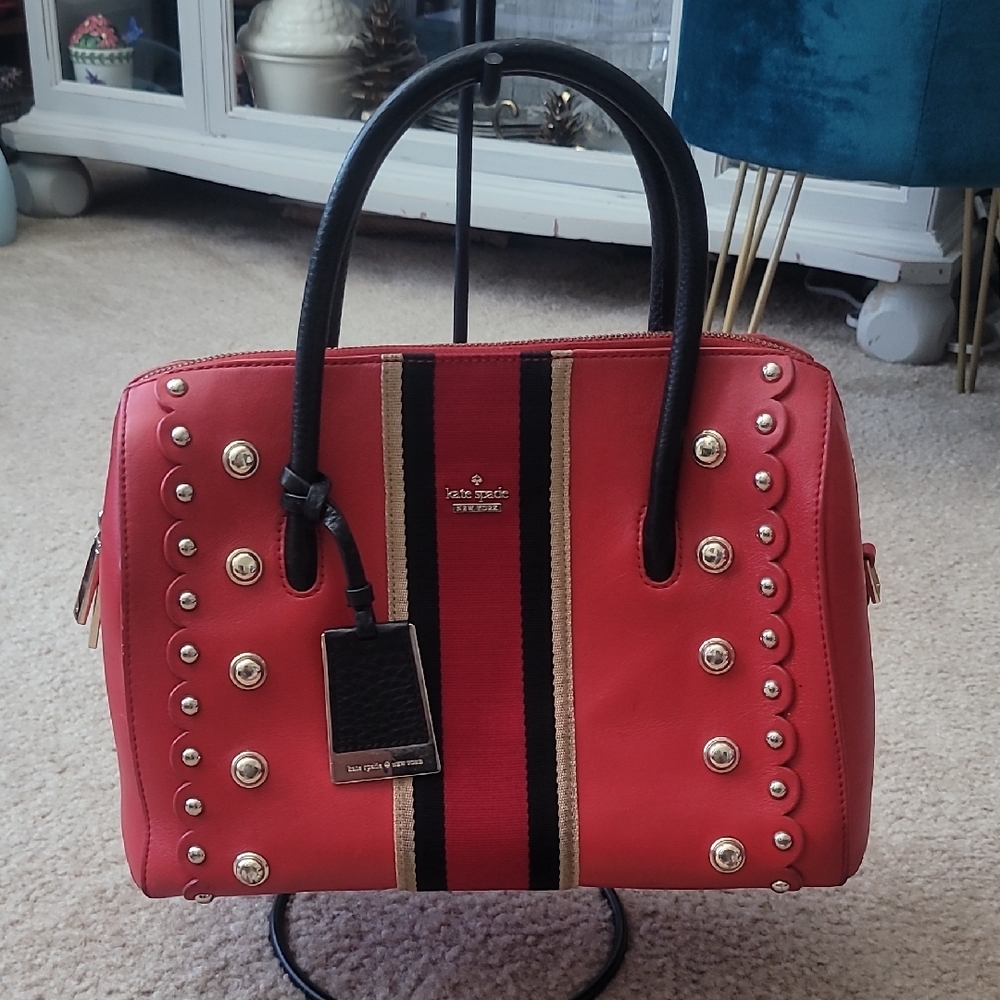 kate spade | Madison Stewart Street Mega Lane Studded Leather Satchel | RARE